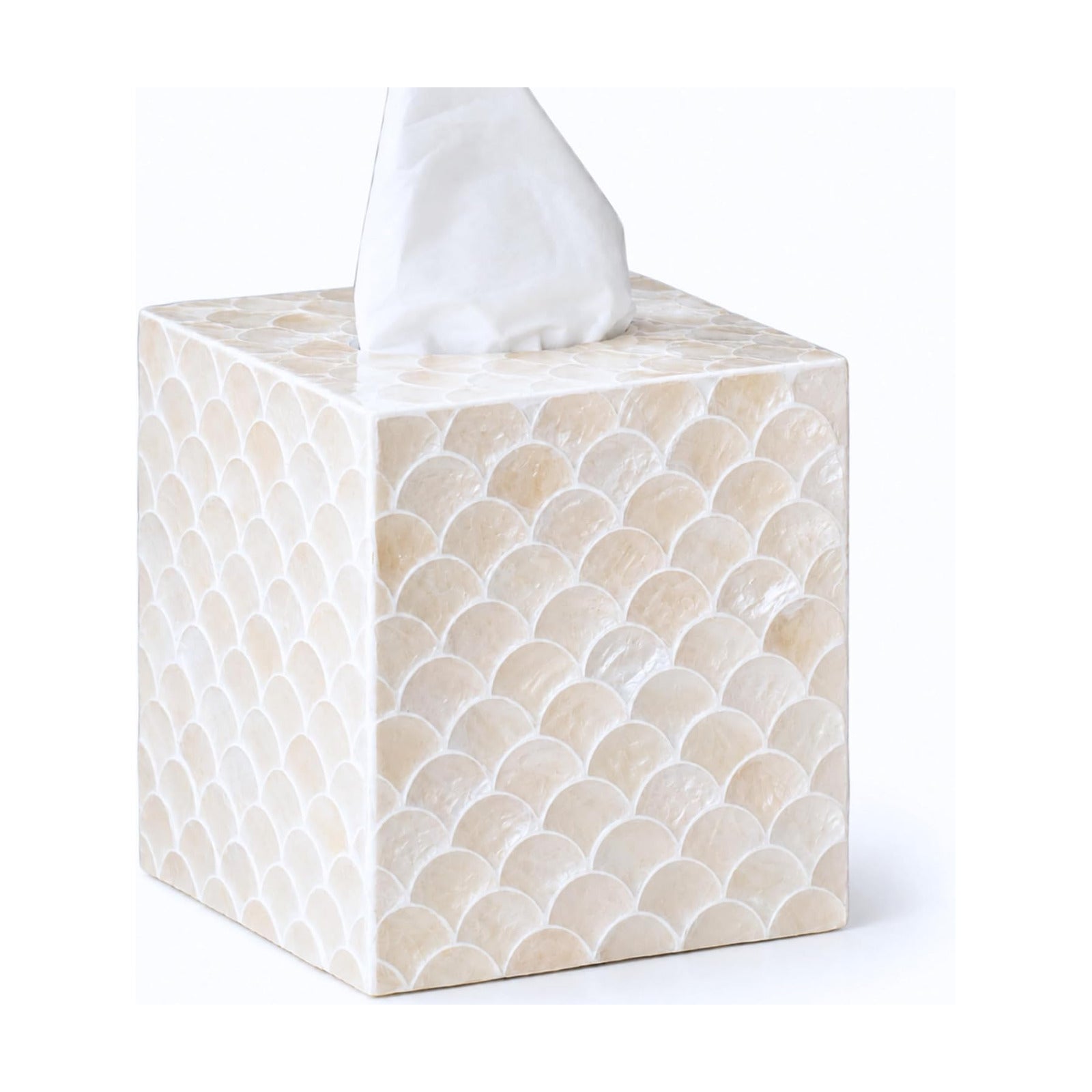 Square Decorative Holder / 5.9" Capiz Shell Tissue Box Cover for Kleenex and More