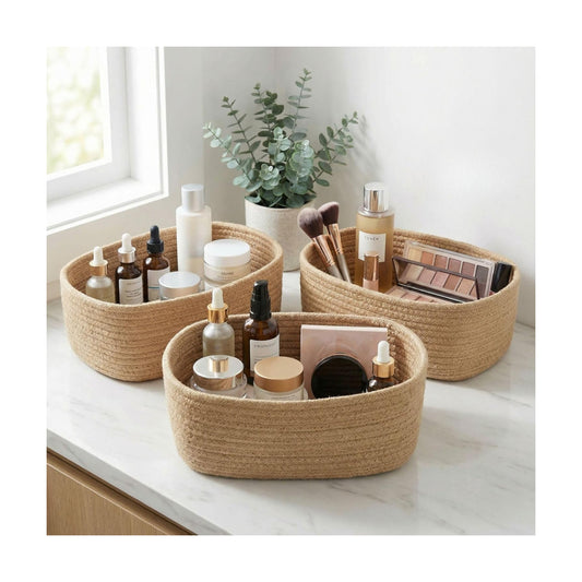Storage Basket / Sturdy Jute Rope Baskets / Jute-brown / Set of 3
