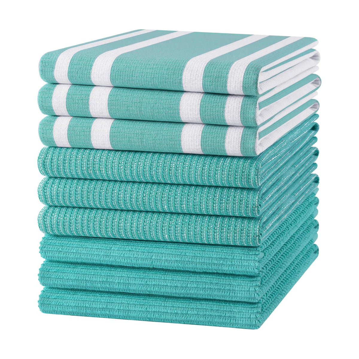Homaxy Cotton 380 GSM Premium Kitchen Towels, 18"x 28", 9 Pack, Teal | Soft and Absorbent Terry Dish Towels
