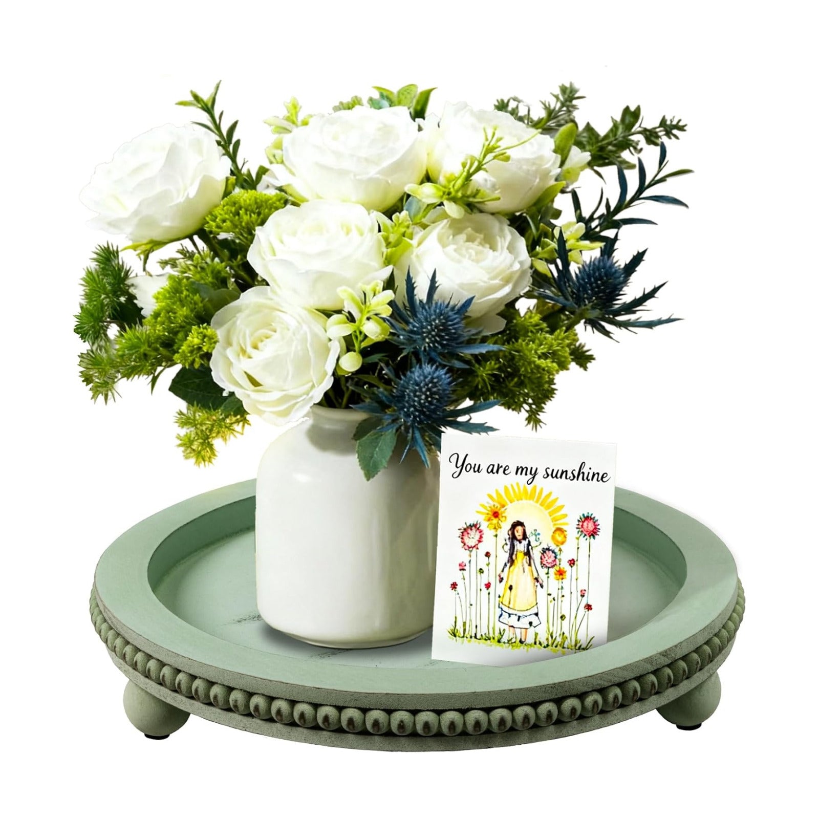 Wooden Decorative Tray / Sage Green