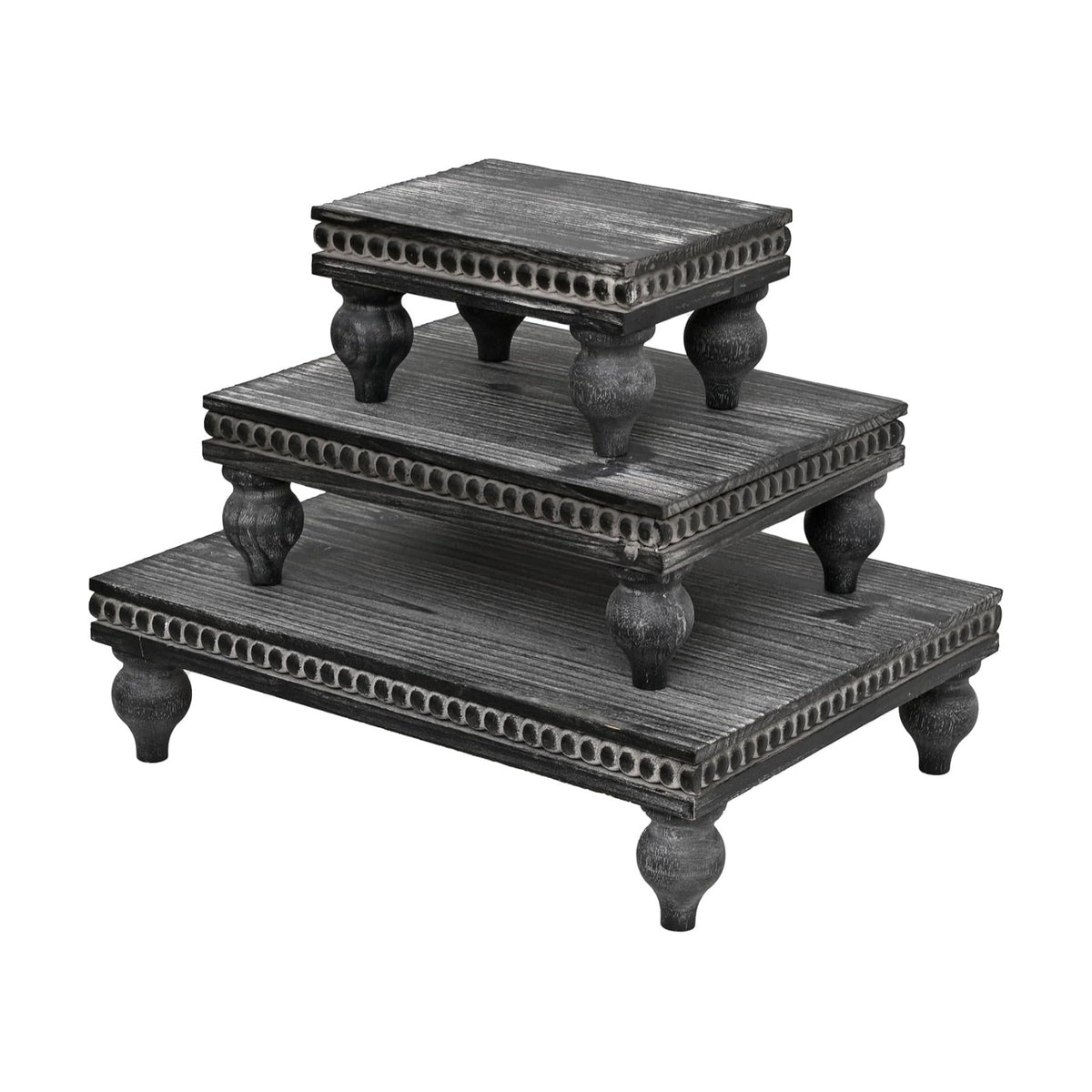Swallowliving 3 Pcs Set Farmhouse Wood Risers for Display Decorative, Rustic Shabby Chic Tiered Tray for Kitchen