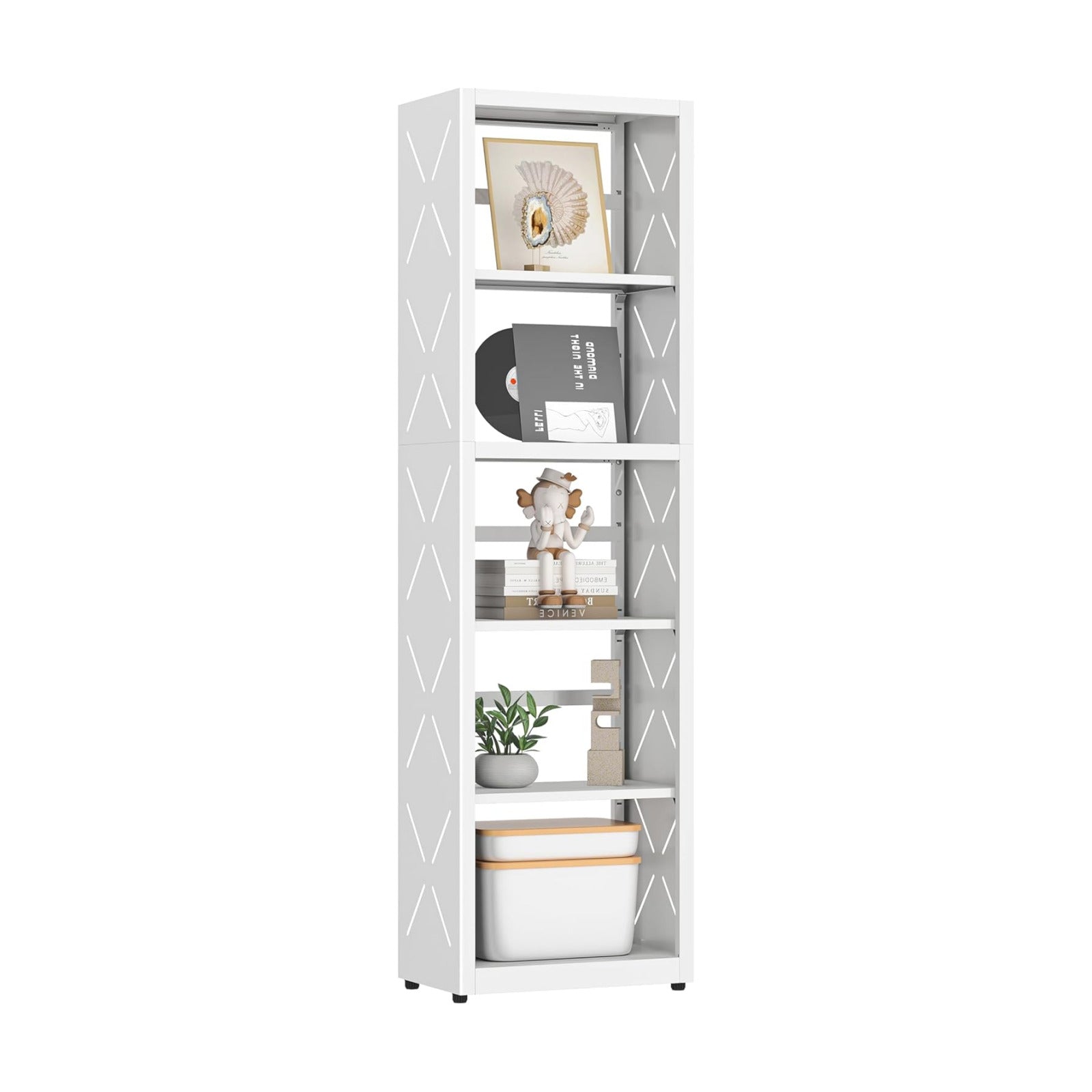 Bookends / Book Shelf / White / 5 Tier-16" W