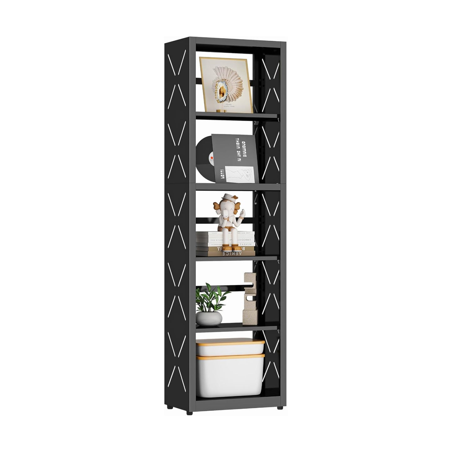 Bookends / Book Shelf / Black / 5 Tier-16" W
