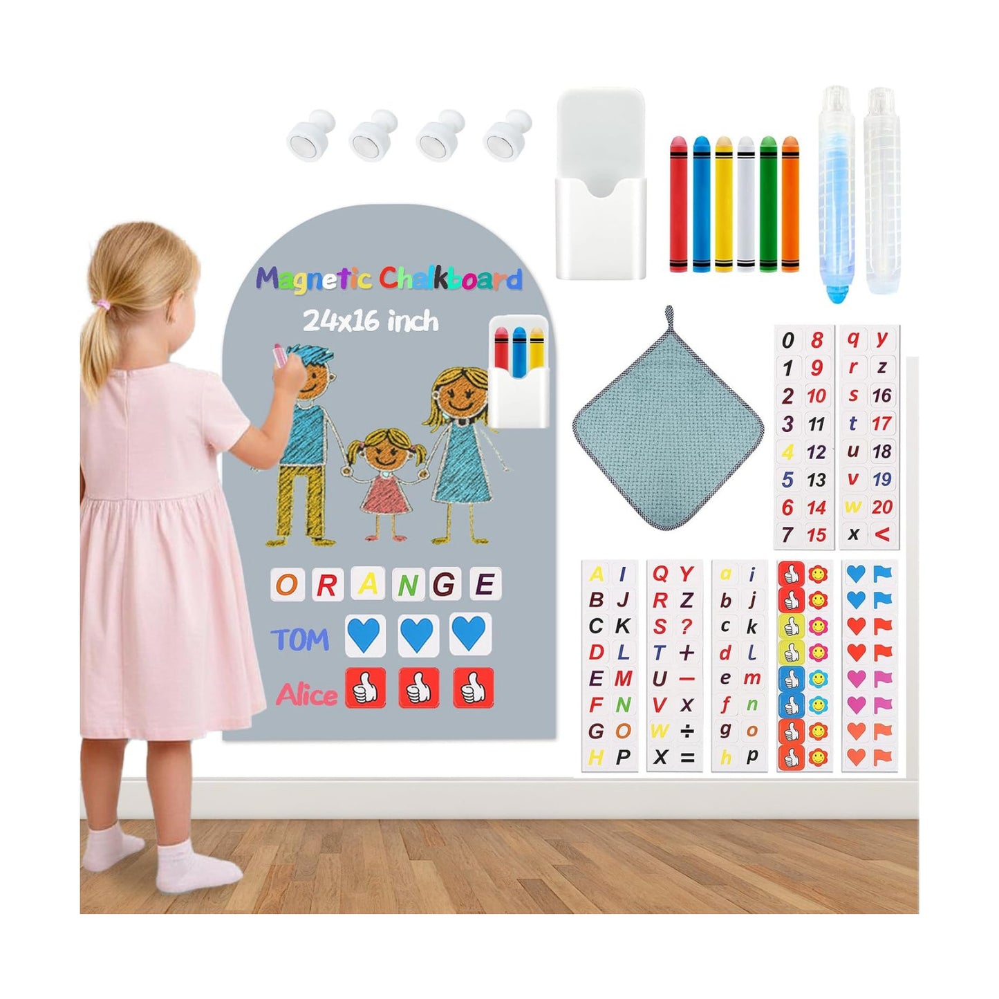 Magnetic Arch Wall Decal for Kids / Grey / 16"W x 24"H / 16 x 24