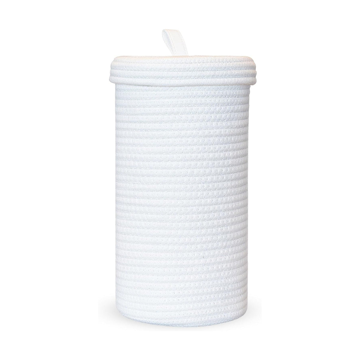 Toilet Paper Holder Handmade – Woven Cotton Toilet Paper Stand & Storage Basket with Lid, Freestanding Organizer for