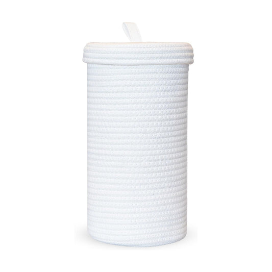 Toilet Paper Holder Handmade – Woven Cotton Toilet Paper Stand & Storage Basket with Lid, Freestanding Organizer for