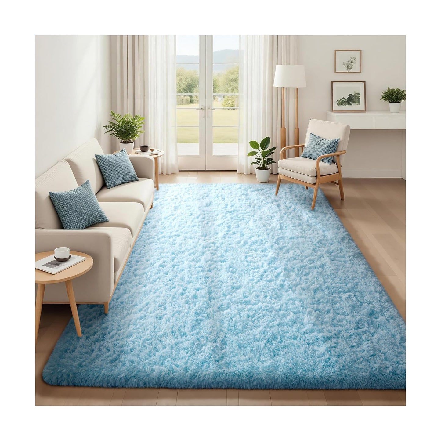 Ophanie 5x8 Light Blue Rugs for Living Room,Kids Rug,Playroom Area Rugs for Boys Girls Teen Decor,Fluffy Fuzzy Soft