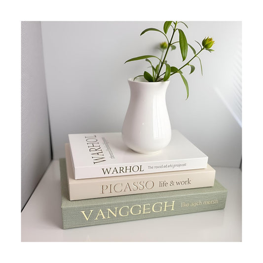 Linen Faux Fake Books for Decor Aesthetic / Mint Green & Beige & Apricot / Set of 3