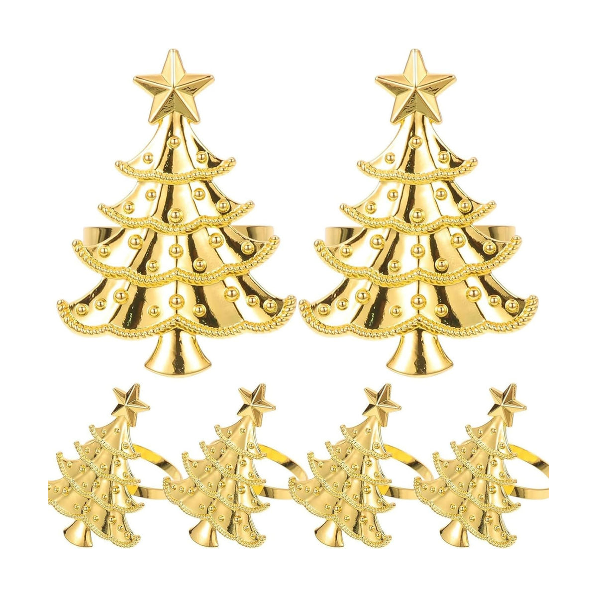 Gold Christmas Tree Napkin Rings Set of 6, Metal Winter Xmas Napkin Holders Wedding Dinner Home Table Decorations Winter Christmas Decors