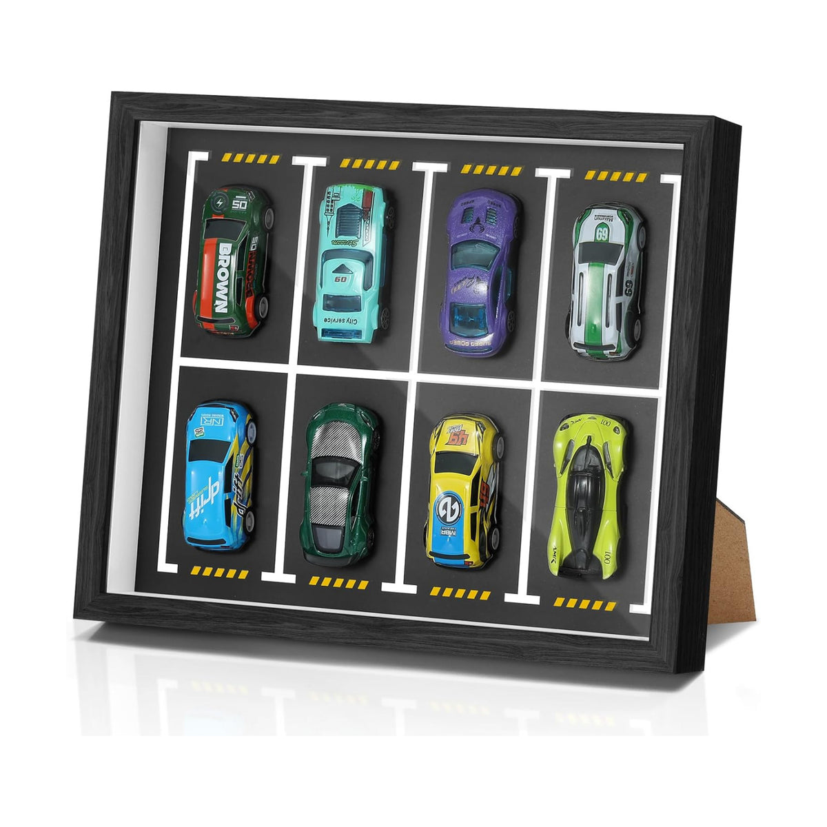 Magnetic 1:64 Diecast Display Frame, Clear Acrylic Model Car Shadow Box with Parking Layout Mat for Matchbox Hot Wheel