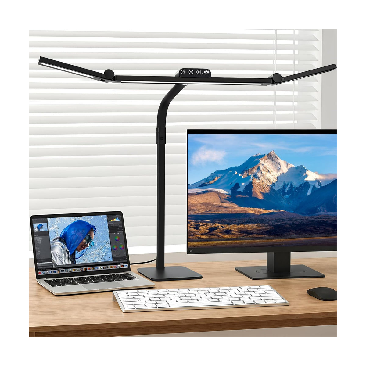 LED Desk Lamp for Home Office with Base, 28.2" Adjustable Gooseneck Swing Arm Ultra Bright Desk Light, Dimmable
