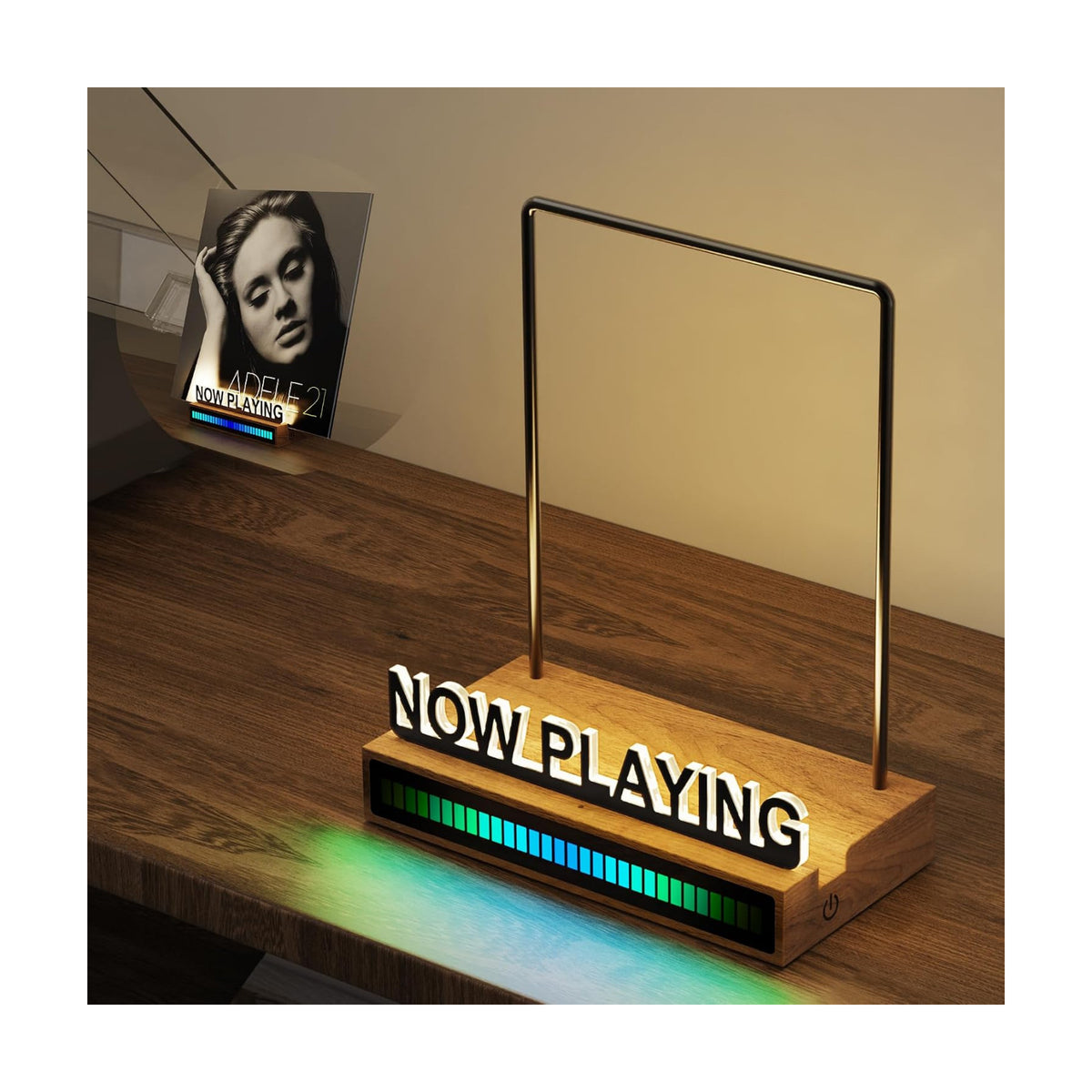 Now Playing Vinyl Record Stand, Light Up Vinyl Record Display Stand with RGB Sound Control Pickup Rhythm Lights Bar