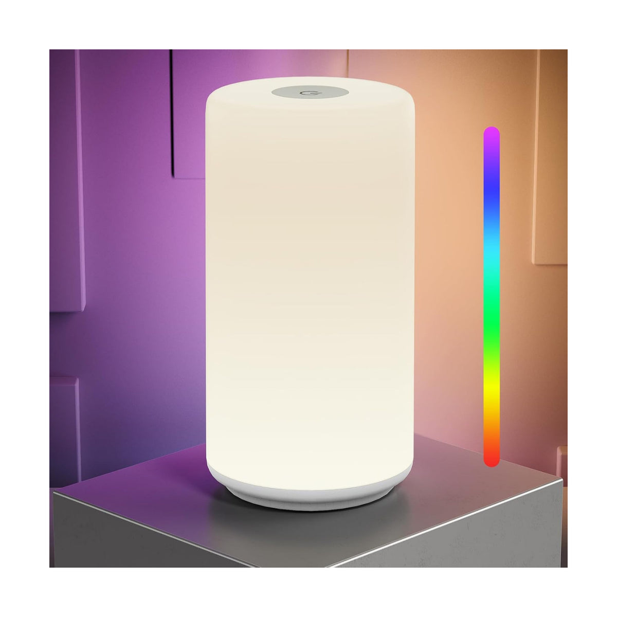 Touch Bedside Table Lamp, [RGB Mode] 3 Way Dimmable Warm White Lights for Bedroom, Multi-Color Smart Nightstand Lamp