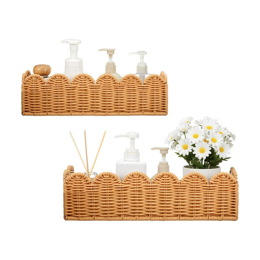 Wicker Wall Bathroom Shelves / Set of 2