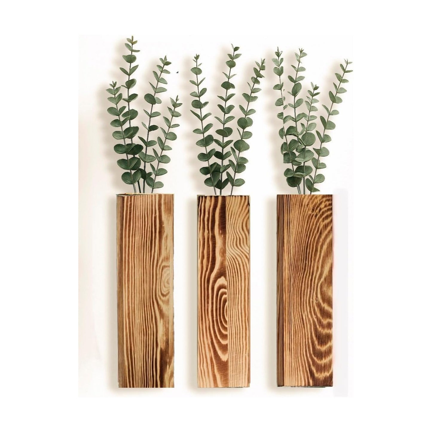 Artificial Plants Wooden Hanging Planter Vases for Farmhouse / Set of 3