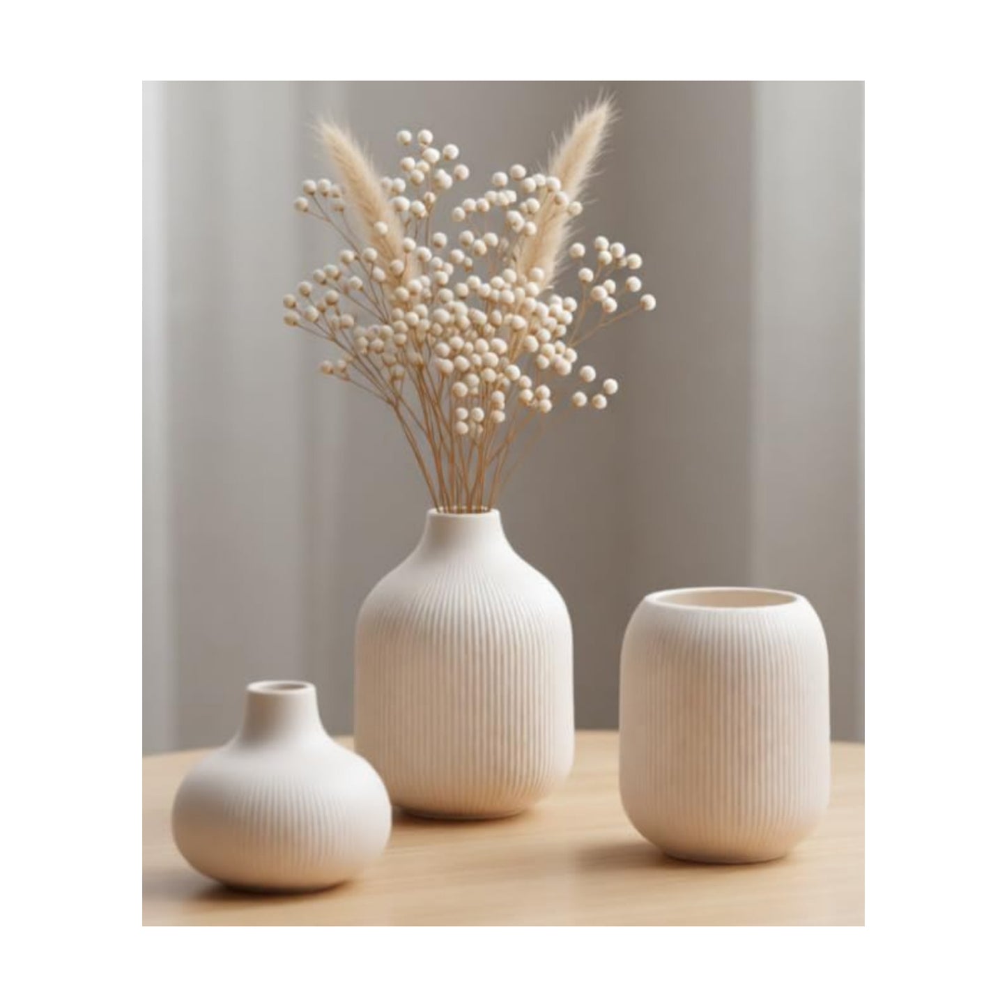 White Ceramic Vases for Decor / 15 White / Set of 3
