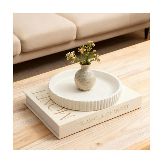 Modern Scalloped Home Decor Tray & Linen Storage Box / White