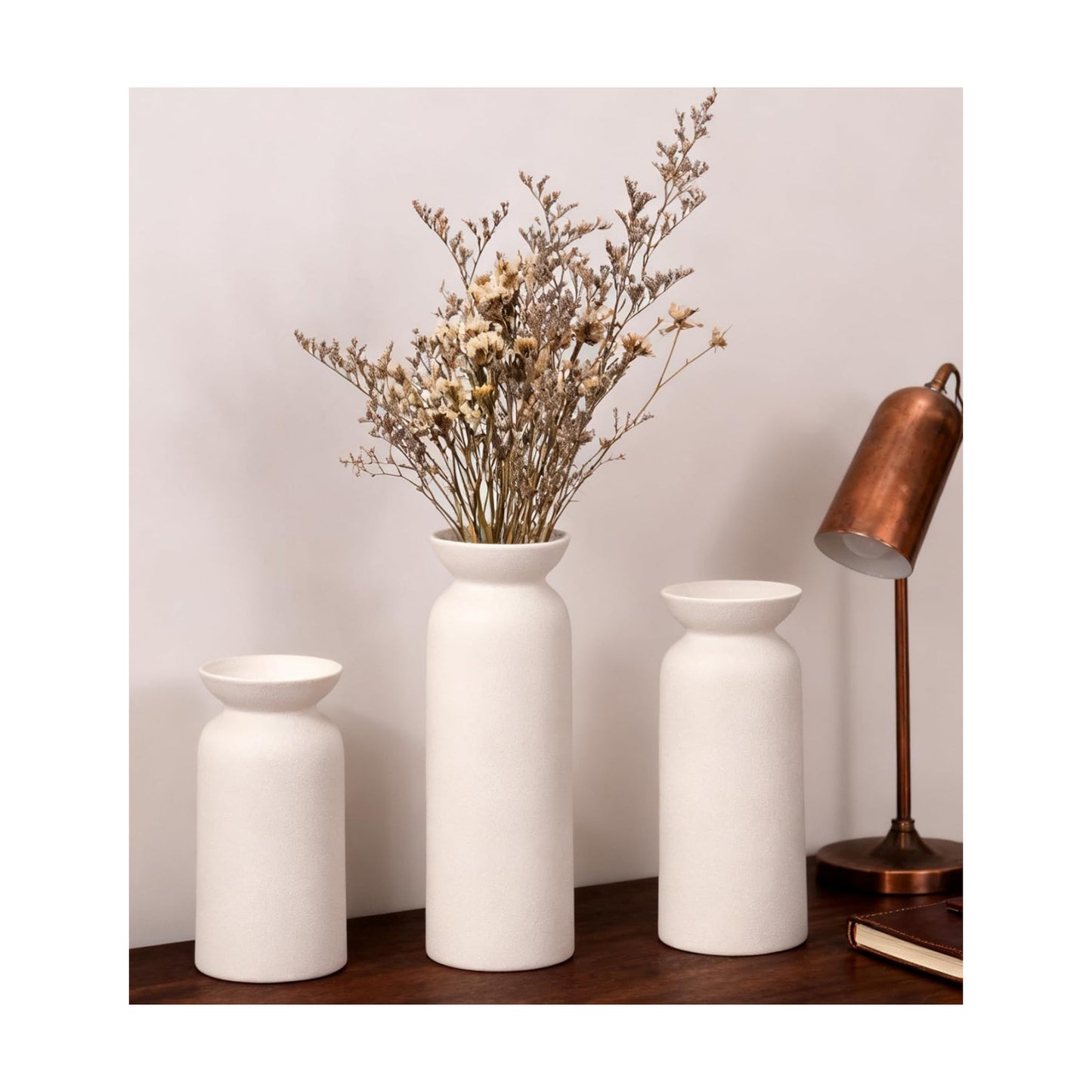 White Ceramic Vase Small Flower Vases for Decor Modern Boho Farmhouse Style / White-vt12 / Set of 3