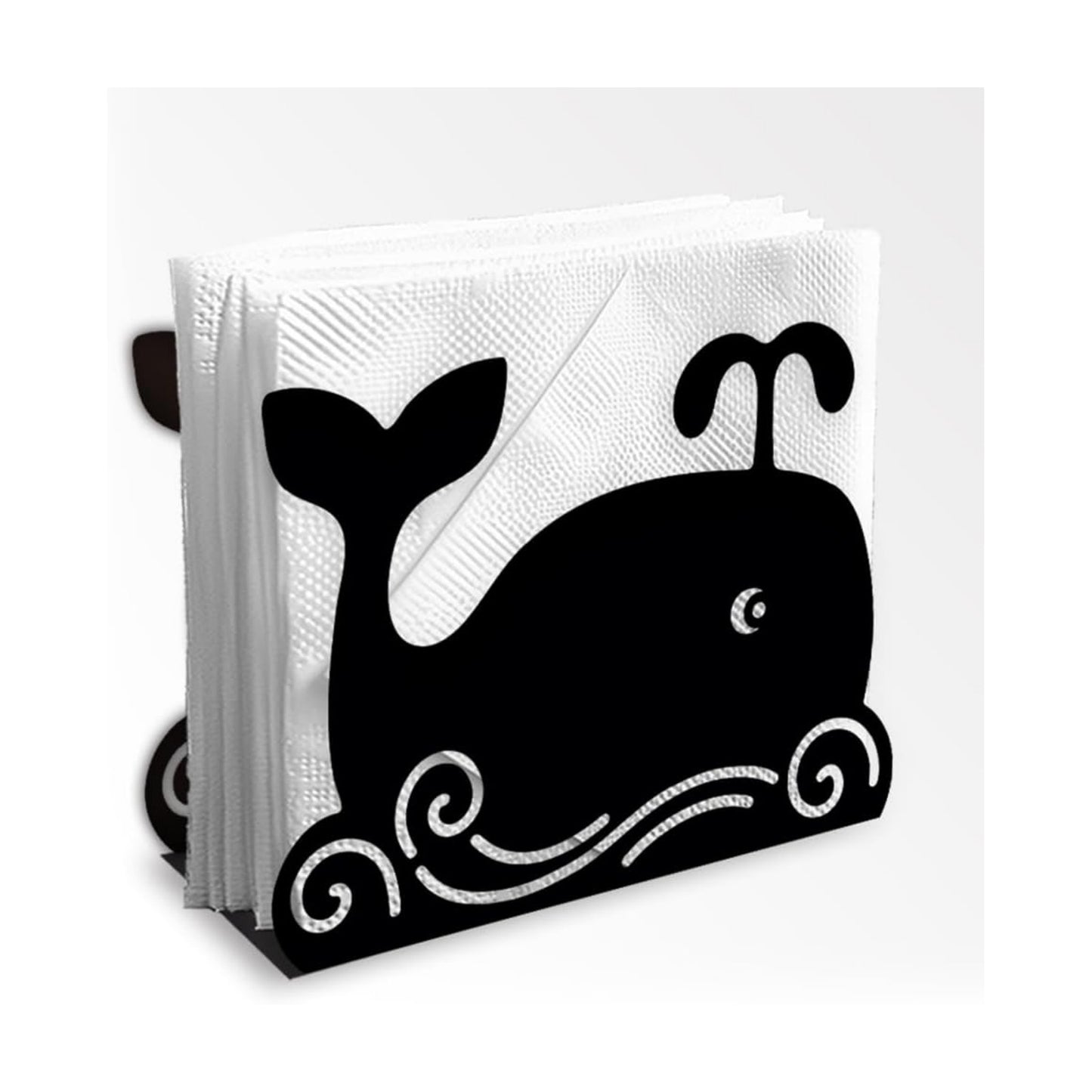 Cartoon Decorative Metal Napkin Holder / Whale / Black / 5.3 x 4.1 x 1.9