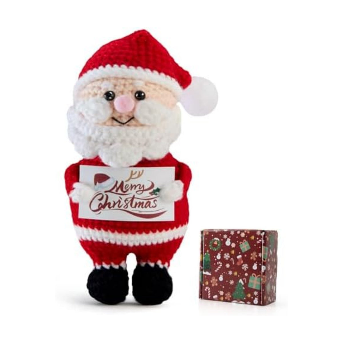 Crochet Gifts for Women Men, Xmas Handmade Santa Claus for Family Friends, Funny Christmas Stocking Stuffers Basket Decor for Table Home Decoration Birthday Monther' Day Gift for Girlfriend
