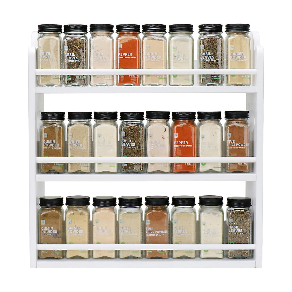 3-Tier Bamboo Spice Rack, Wall Mount & Countertop Spice Organizer | Seasoning Jars Rack Shelf Spice Organizer for