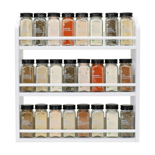 3-Tier Bamboo Spice Rack, Wall Mount & Countertop Spice Organizer | Seasoning Jars Rack Shelf Spice Organizer for