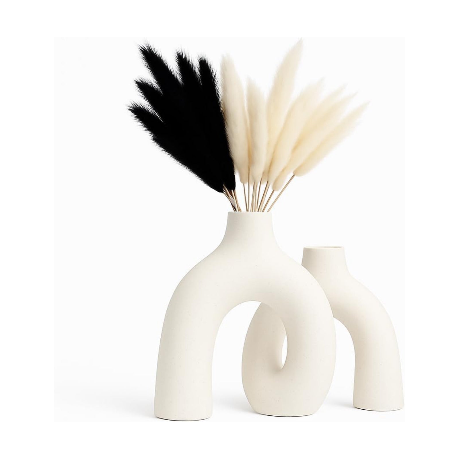 Modern Hug Donut Ceramic Vases by / Cream White