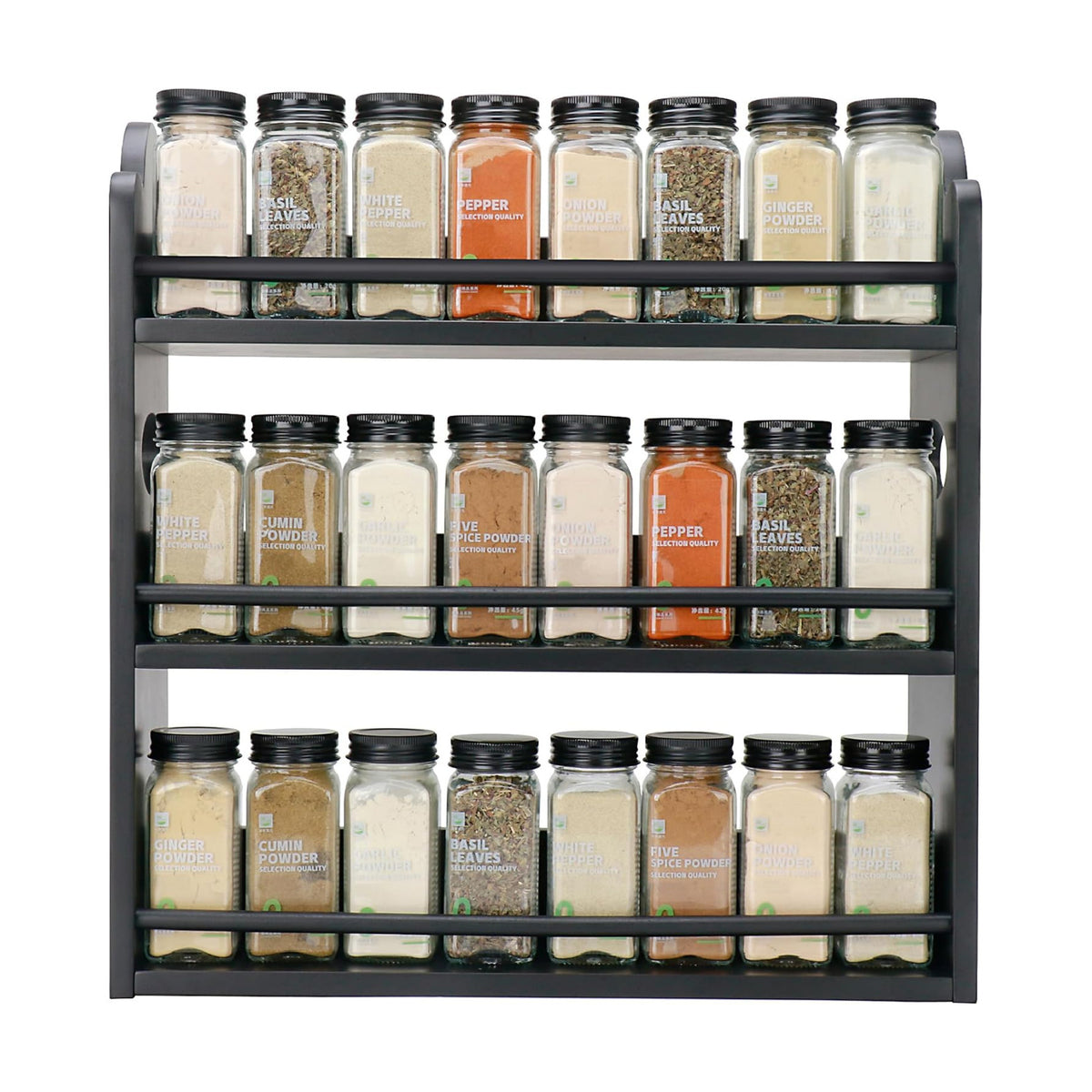 3-Tier Bamboo Spice Rack, Wall Mount & Countertop Spice Organizer | Seasoning Jars Rack Shelf Spice Organizer for