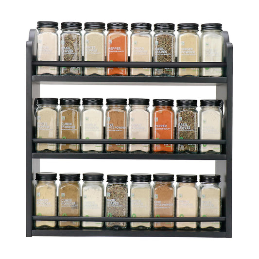 3-Tier Bamboo Spice Rack, Wall Mount & Countertop Spice Organizer | Seasoning Jars Rack Shelf Spice Organizer for