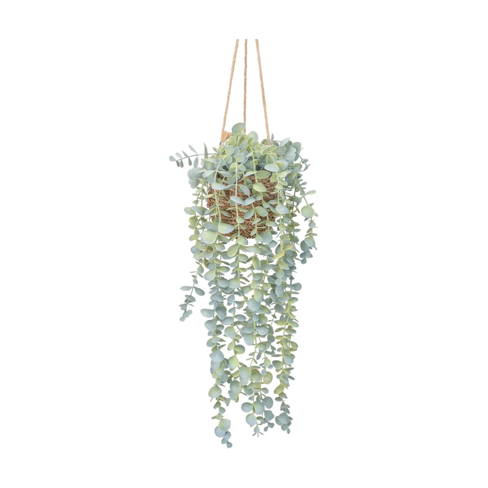 Artificial Hanging Plants in Woven Basket / Full