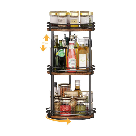 Across-Star Lazy-Susan-Organizer-Spice-Rack, 3-Tier Rotating Spice Organizer For Cabinet Pantry, Seasoning Holder Shelf