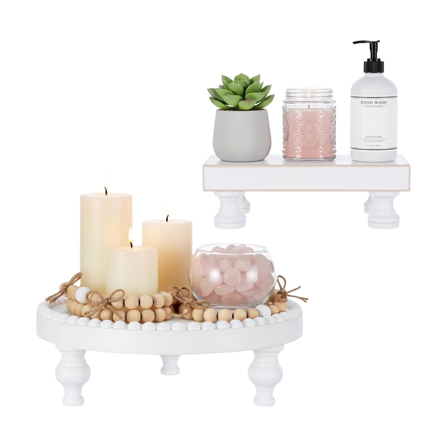 Round and Square Decorative Pedestal Stands / Set of 2