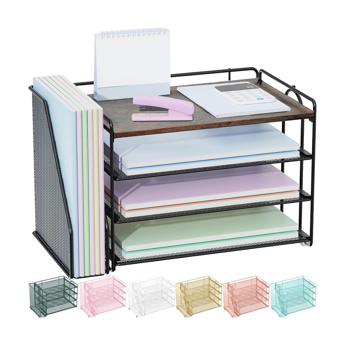 Spacrea 4 Tier Paper Organizer for Desk with File Organizer | Desk Organizers and Accessories Desk Accessories &