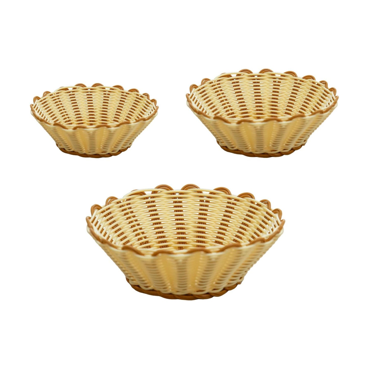 Small Round Wicker Baskets / Set of 3