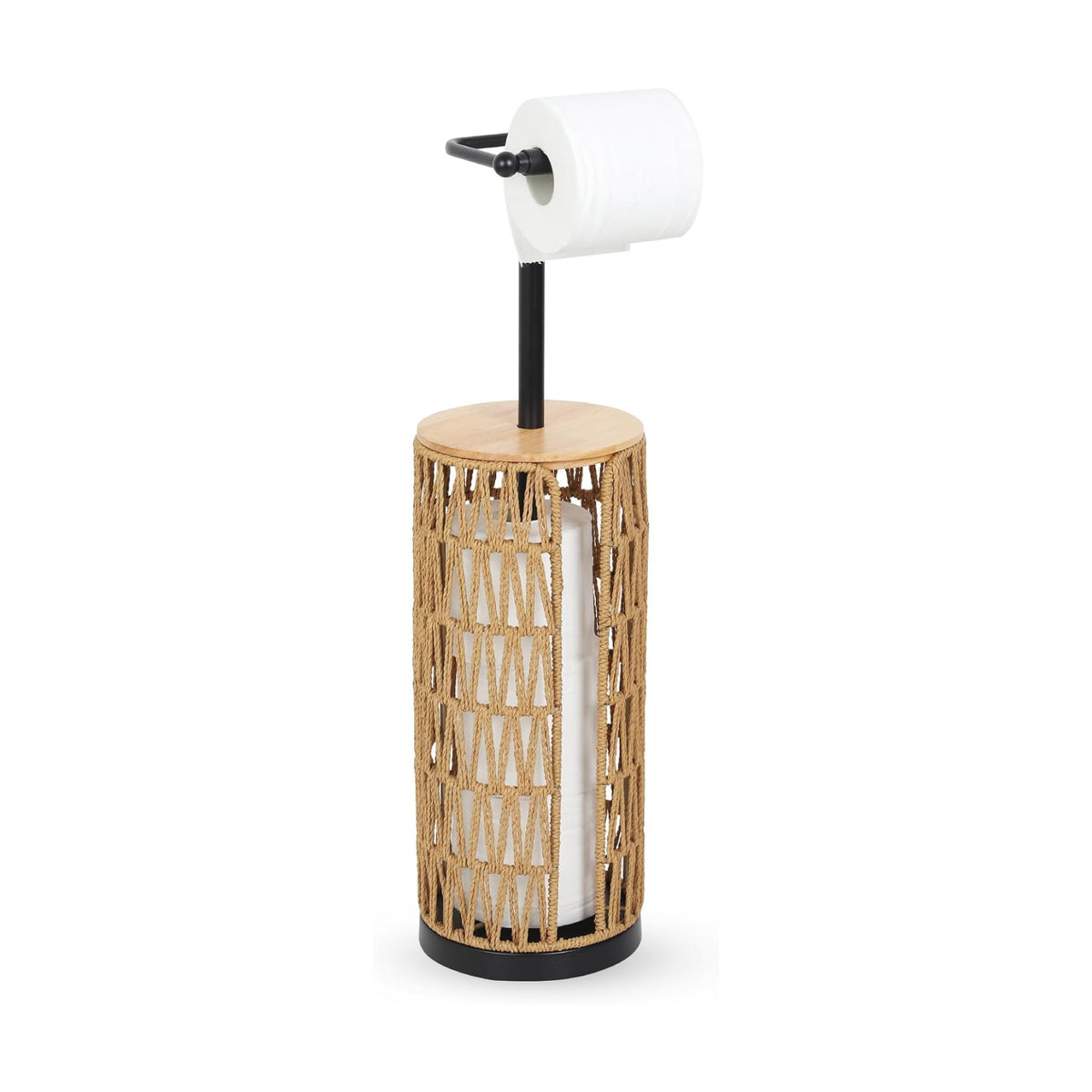 Freestanding Toilet Paper Holder with Storage,3 Rolls of Boho Toilet Paper Holder Stand with Lid,Gold Toilet Tissue