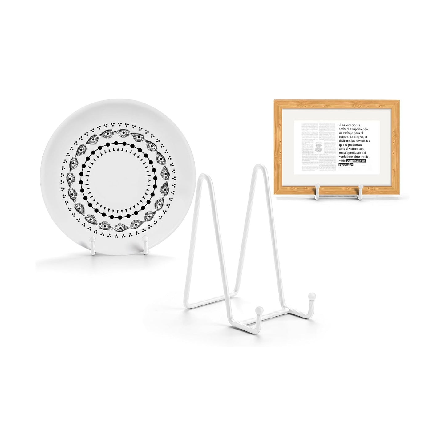 Metal Plate Stands for Display / White / 6 Inch / Set of 3