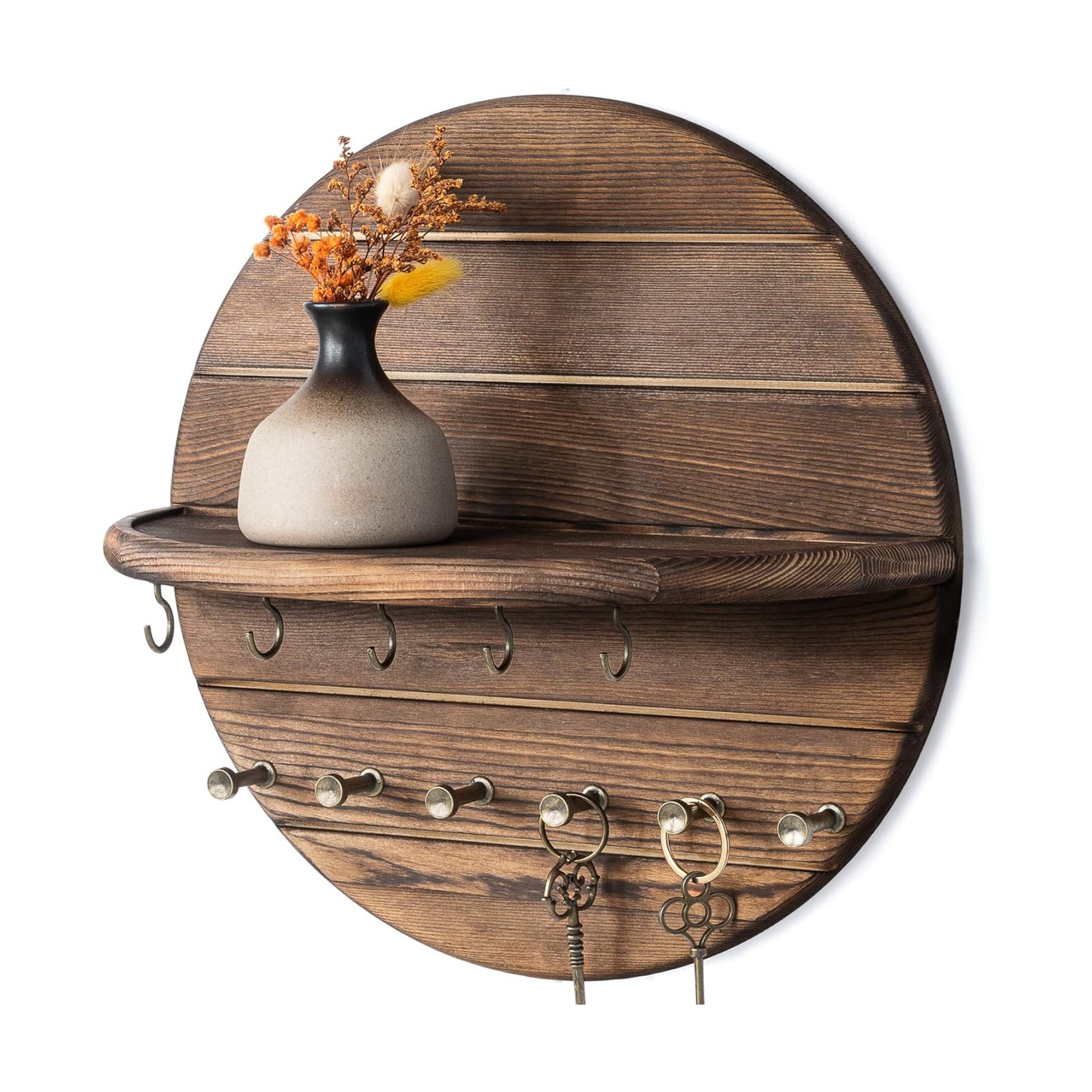 Rustic Wooden Key Hooks / Brown