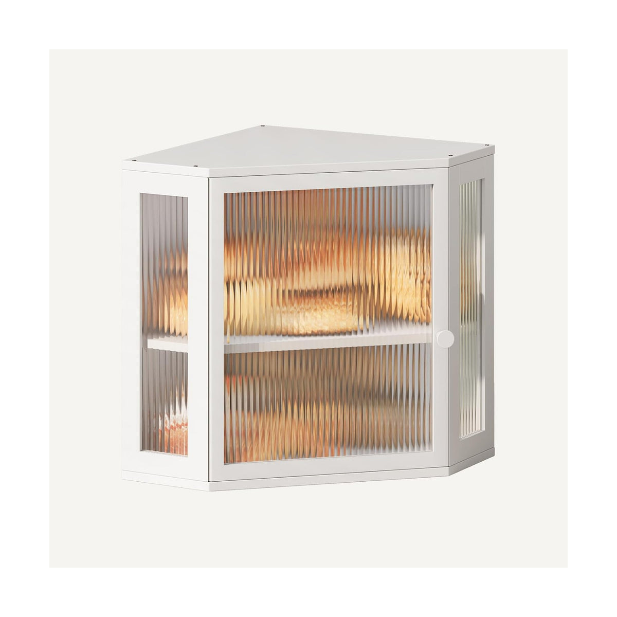 Corner Bread Box for Kitchen Countertop,Bread Storage Bin (White, Medium) | Double Layer Large Capacity Bamboo Bread