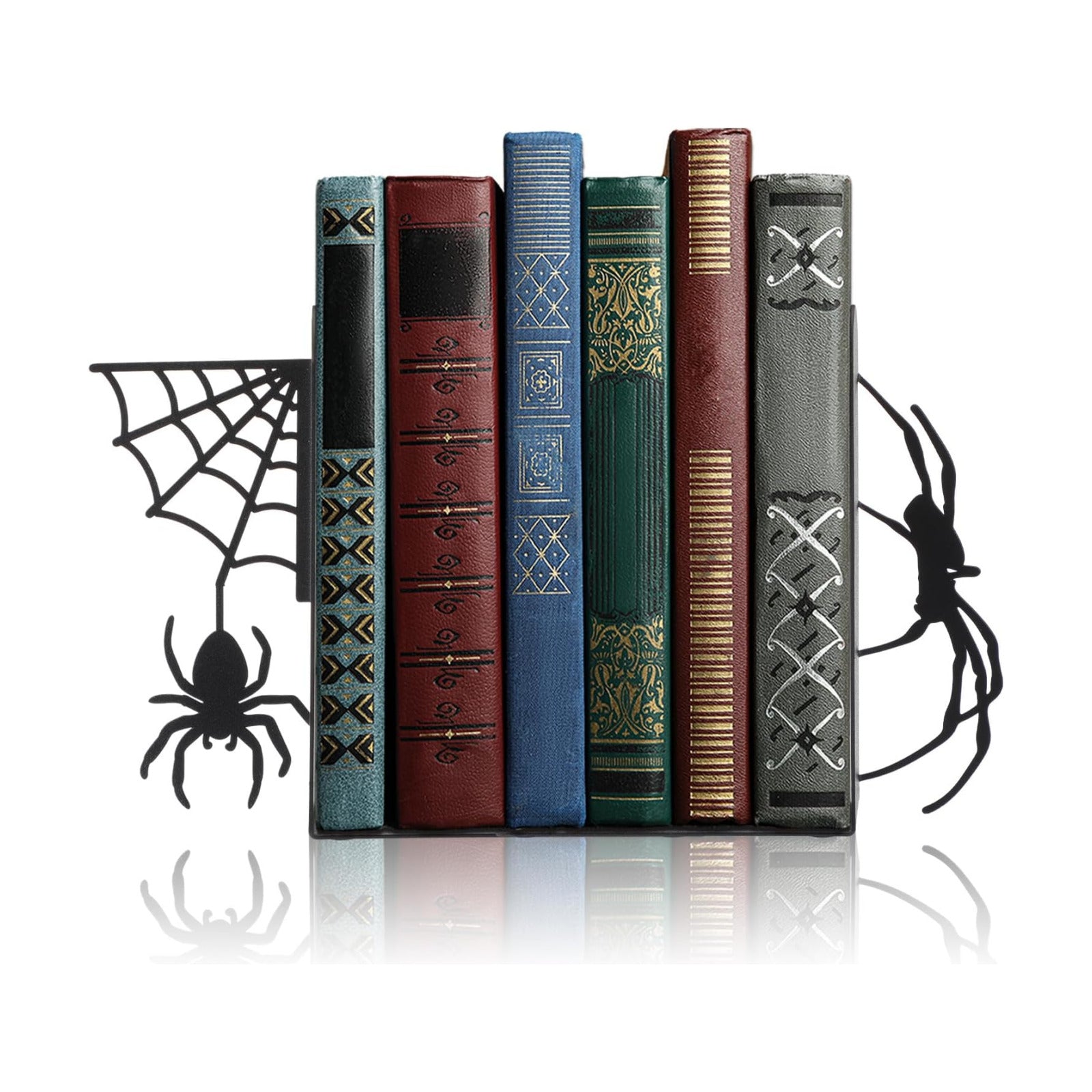 Creepy Metal Bookends Styles Gothic and Web Book Ends / Spider / Black / Set of 2