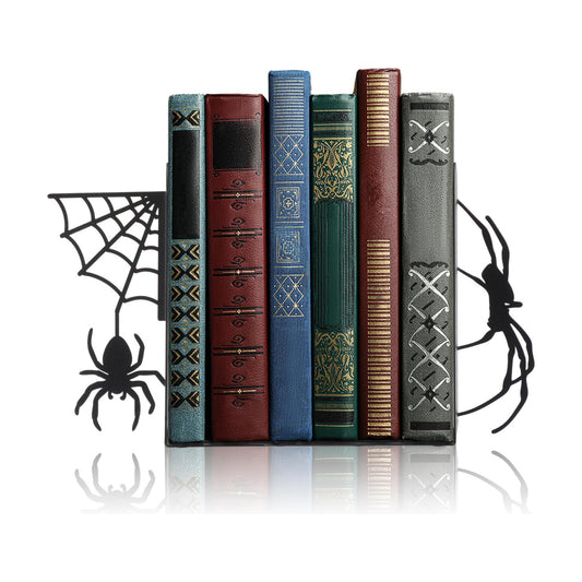 Creepy Metal Bookends Styles Gothic and Web Book Ends / Spider / Black / Set of 2