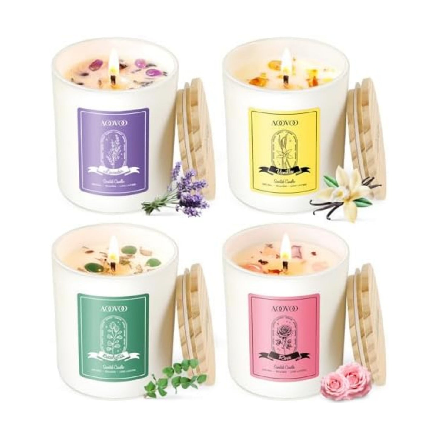 AOOVOO Rose/Vanilla/Eucalyptus/Lavender Scented Candles for Women