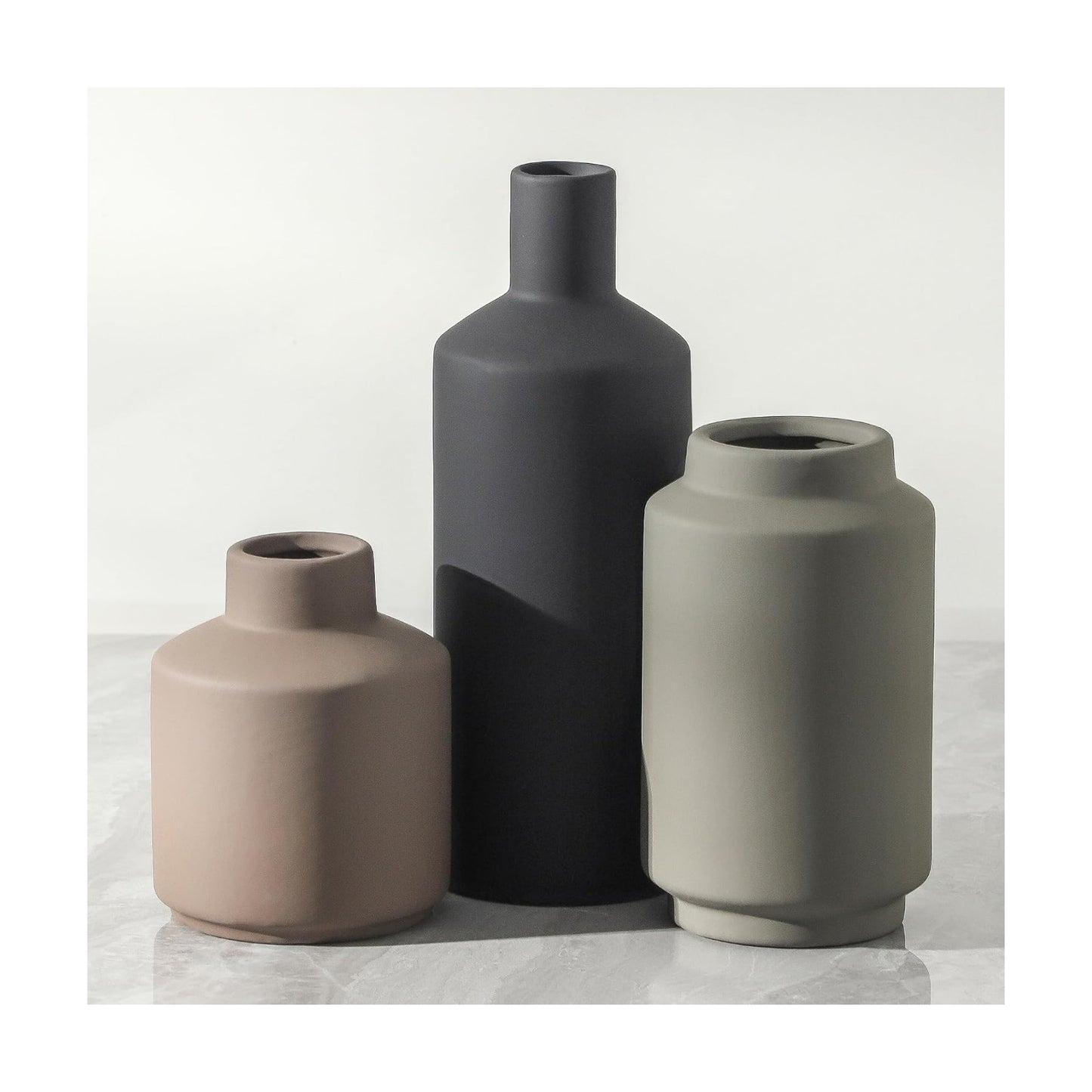 Ceramic Vase / Modern Farmhouse Boho Table Centerpiece Vases / Multi 3x / Set of 3