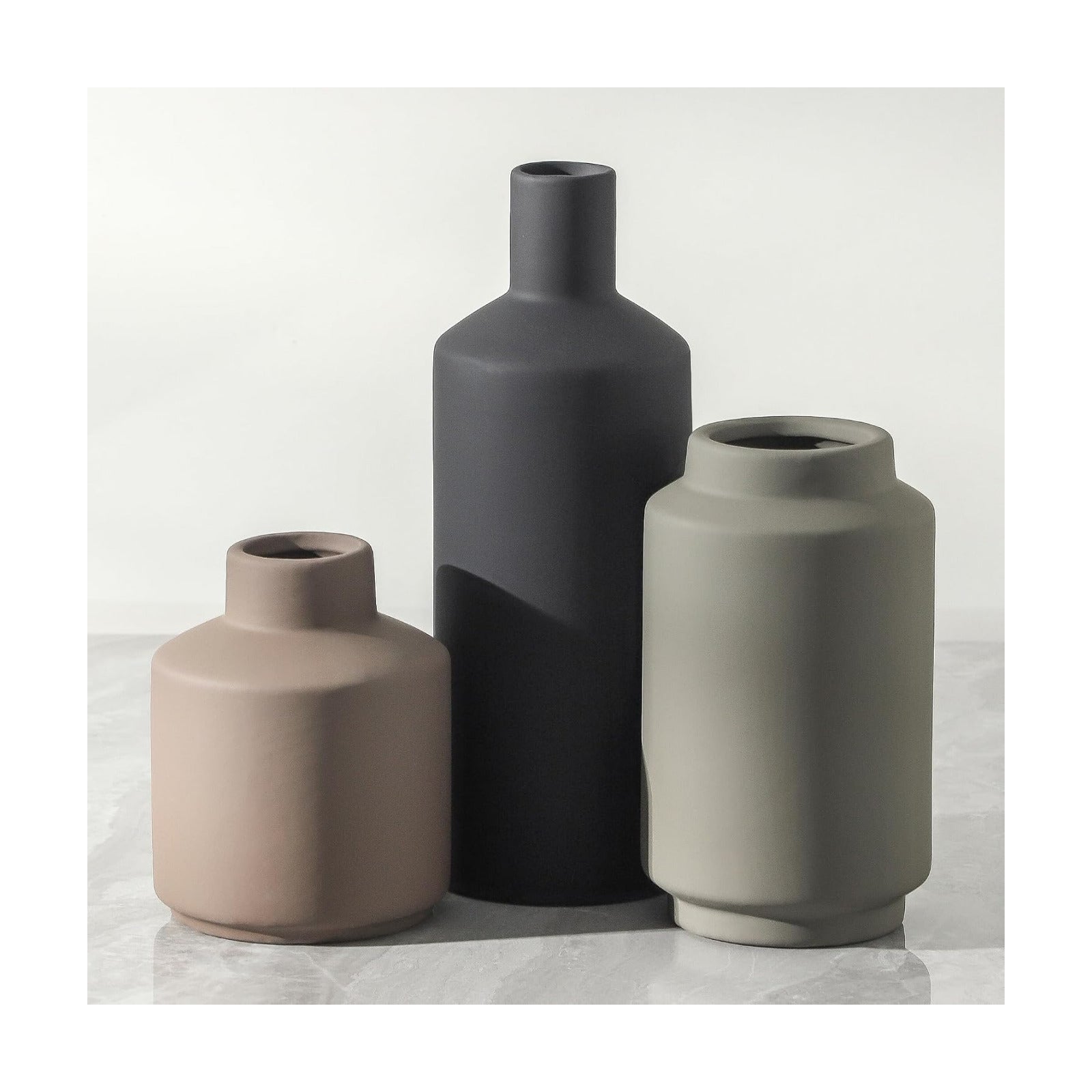 Ceramic Vase / Modern Farmhouse Boho Table Centerpiece Vases / Multi 3x / Set of 3