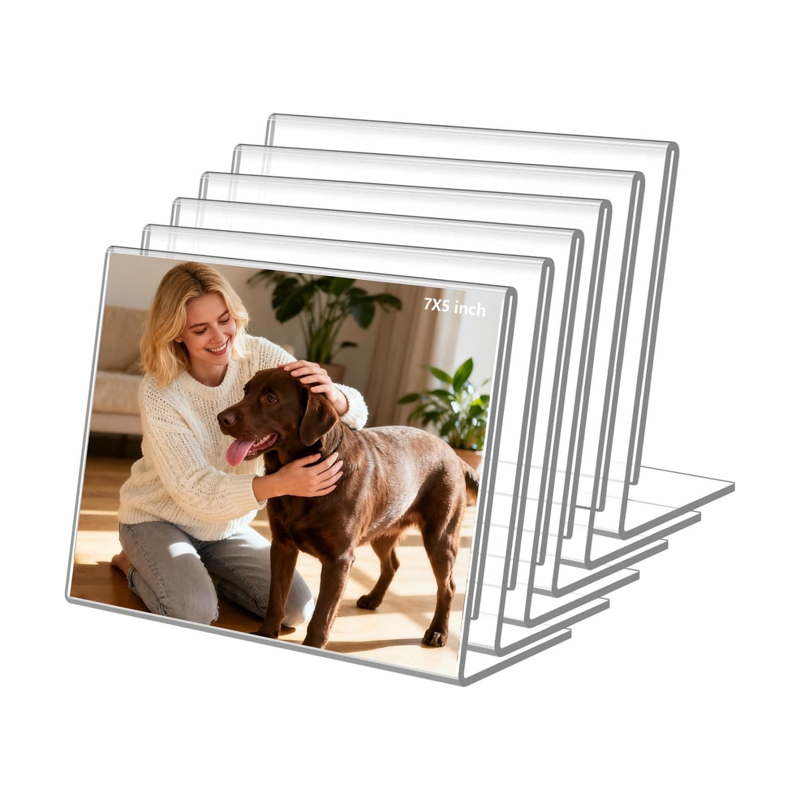 Acrylic Self Standing Picture Frames / Clear / 7 x 5 / Set of 6