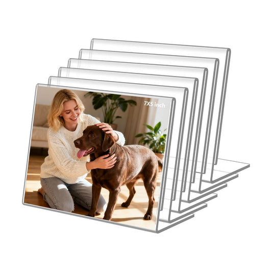 Acrylic Self Standing Picture Frames / Clear / 7 x 5 / Set of 6