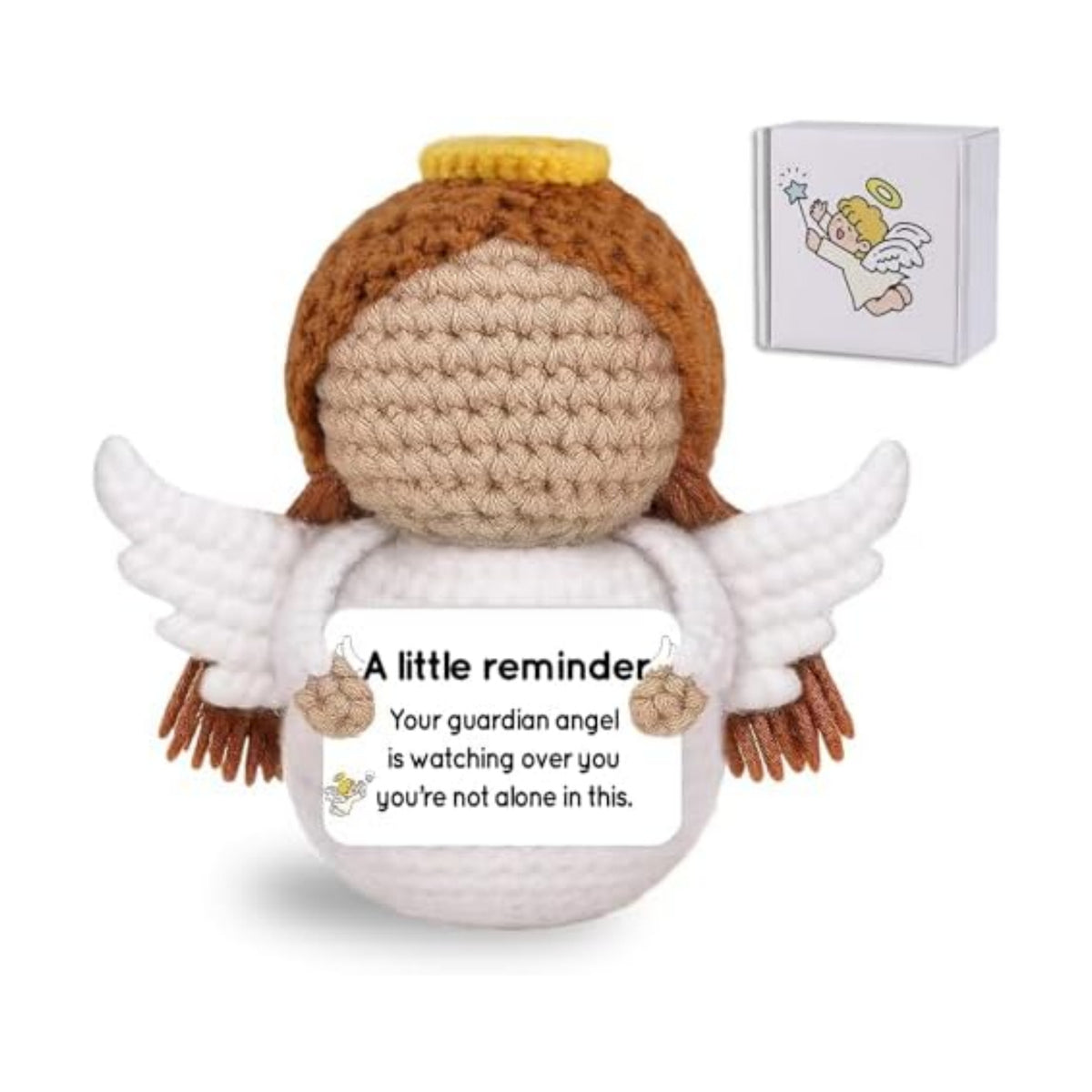 Crochet Guardian Angel Gifts for Cancer Mom Friend Nurse Teacher,Get Well Soon Gifts for Catholic Spiritual Self Motivation Church Decor Emotional Inspirational Support Graduation Gift