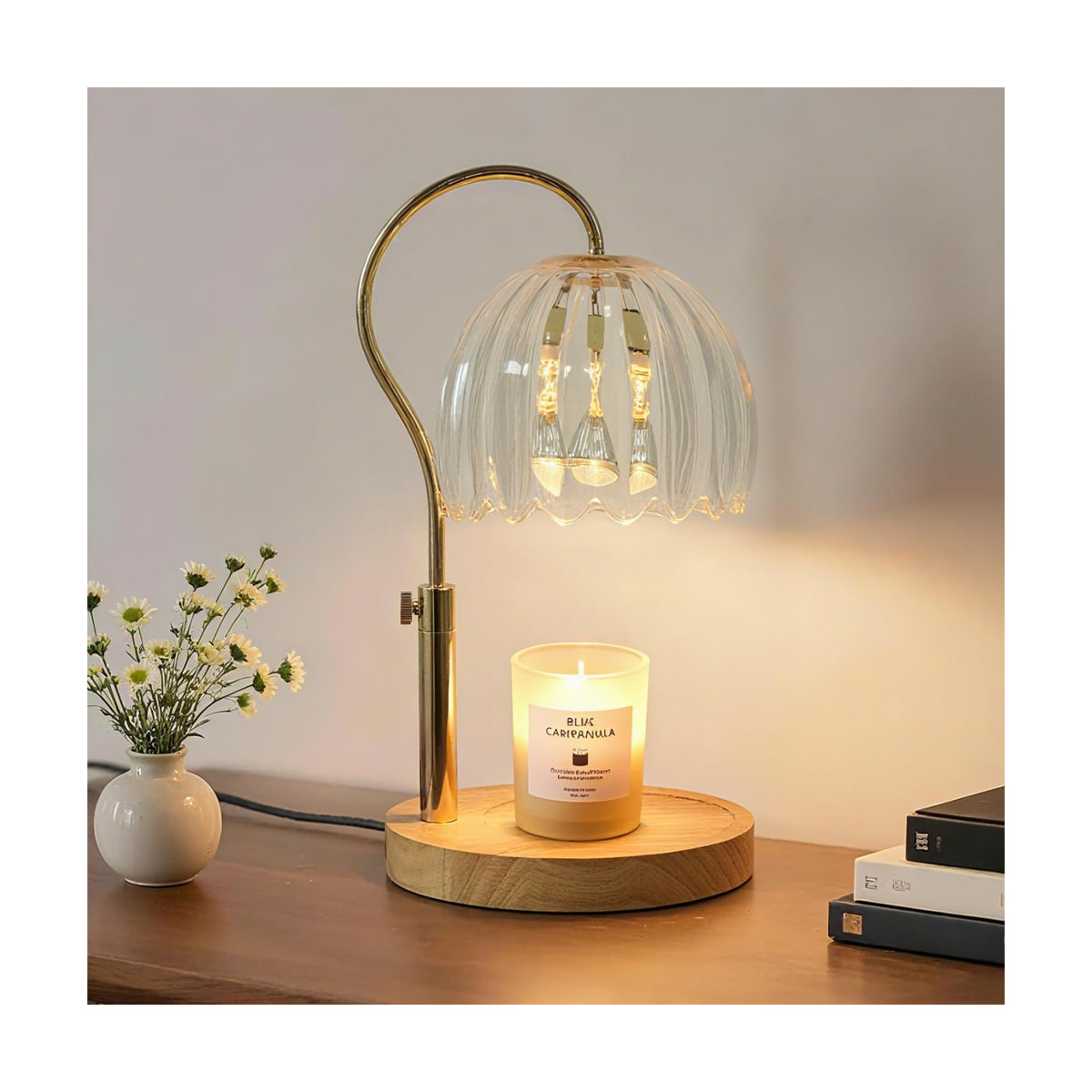 Candle Warmer Lamp with Timer & Dimmer, Height Adjustable Electric Candle Lamp Warmer for Scented Jar Candles with 2