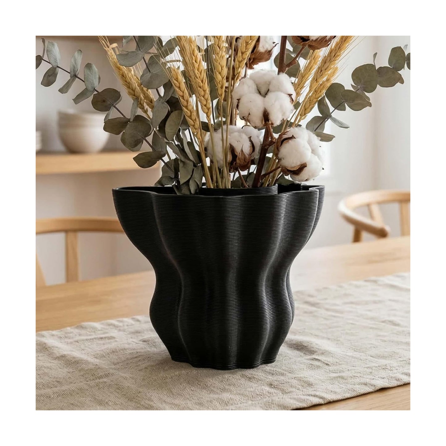 Contemporary Black Ceramic Vase / Black-c, 5.5 Inch