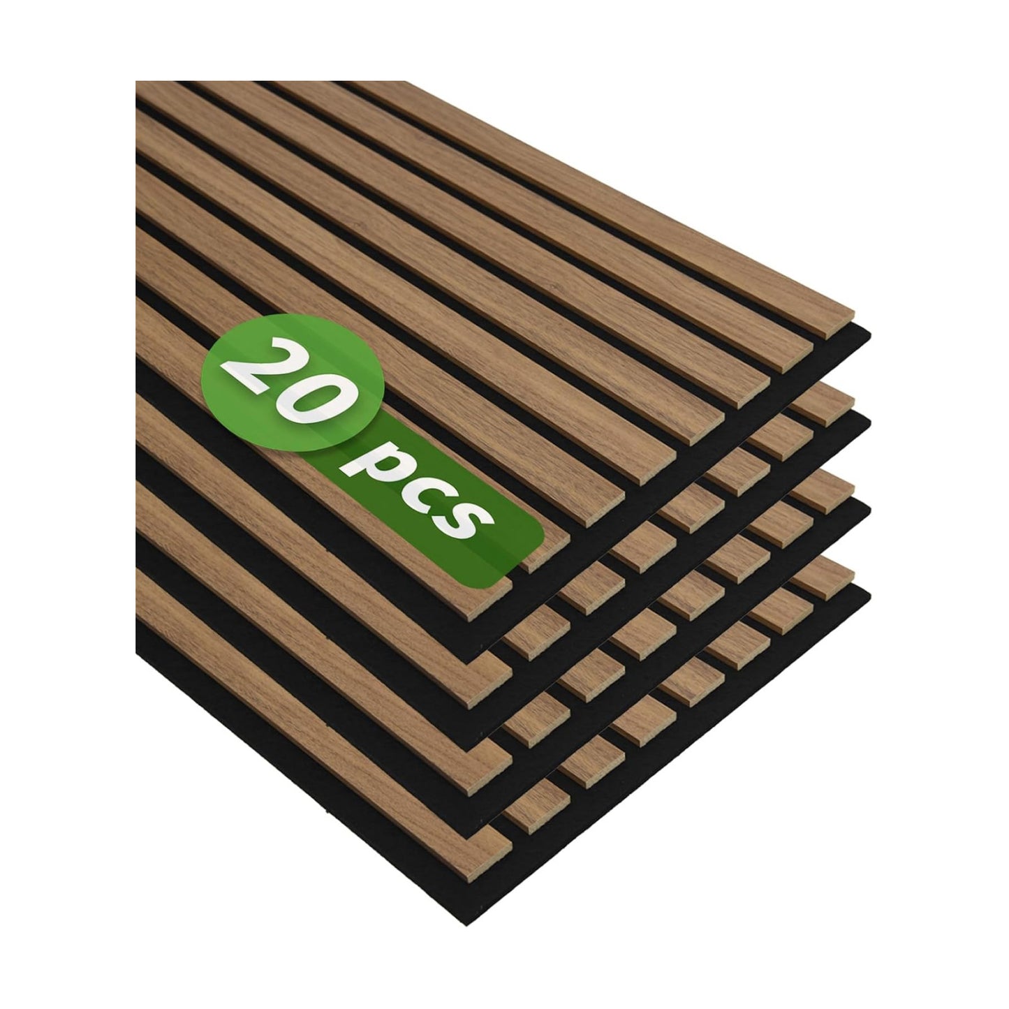 Soundproof Wood Slat Panels / Deep Walnut / 12 x 24 / Set of 20