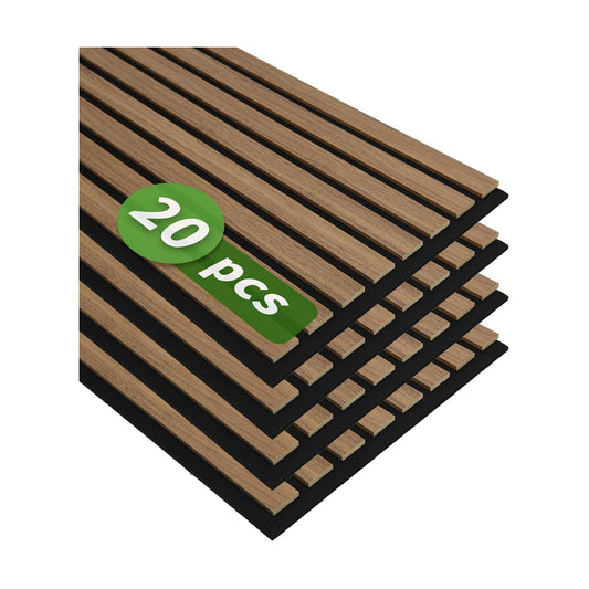 Soundproof Wood Slat Panels / Deep Walnut / 12 x 24 / Set of 20